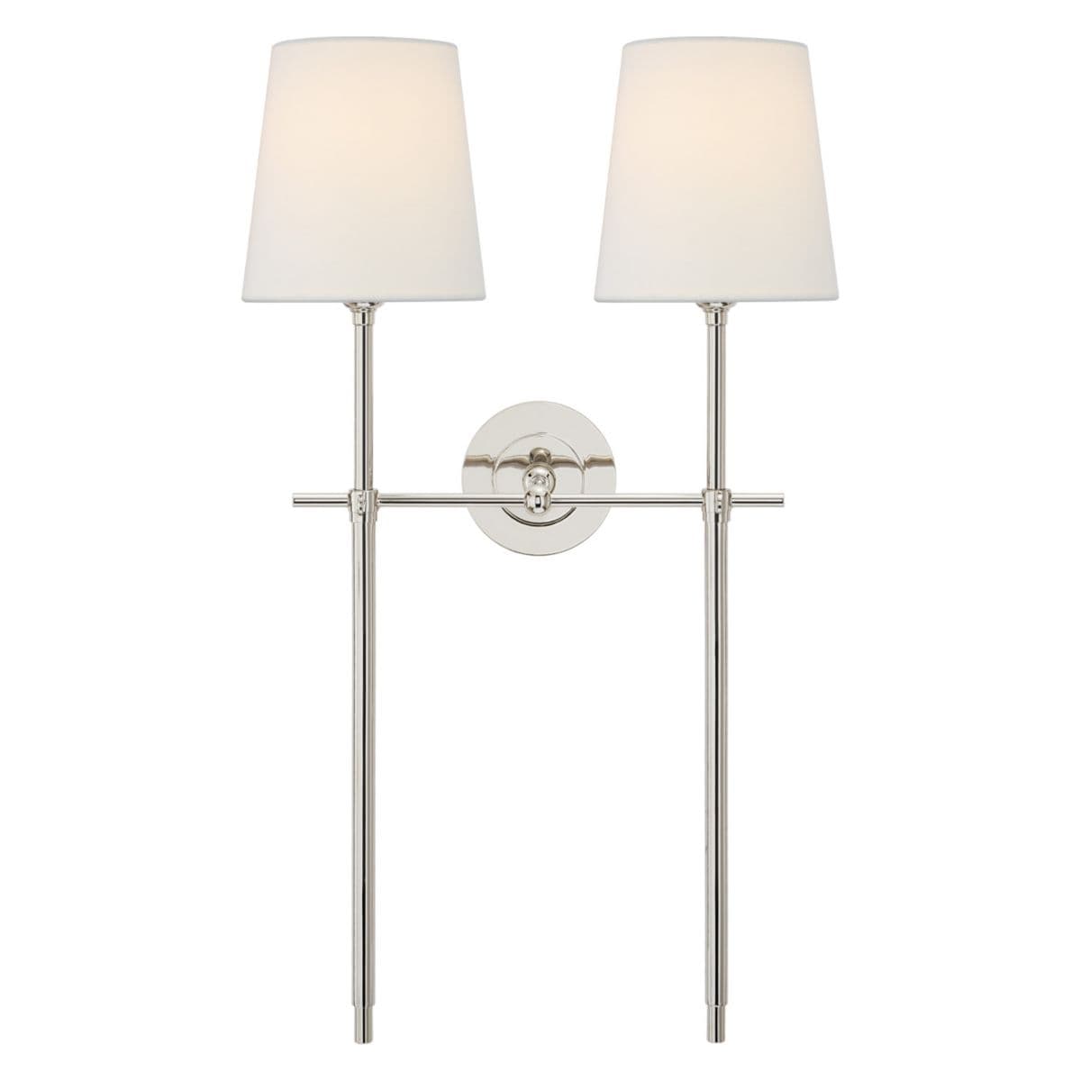 Visual Comfort Signature | Bryant Double Tail Wall Sconce — Linen, Hand-Rubbed Antique Brass