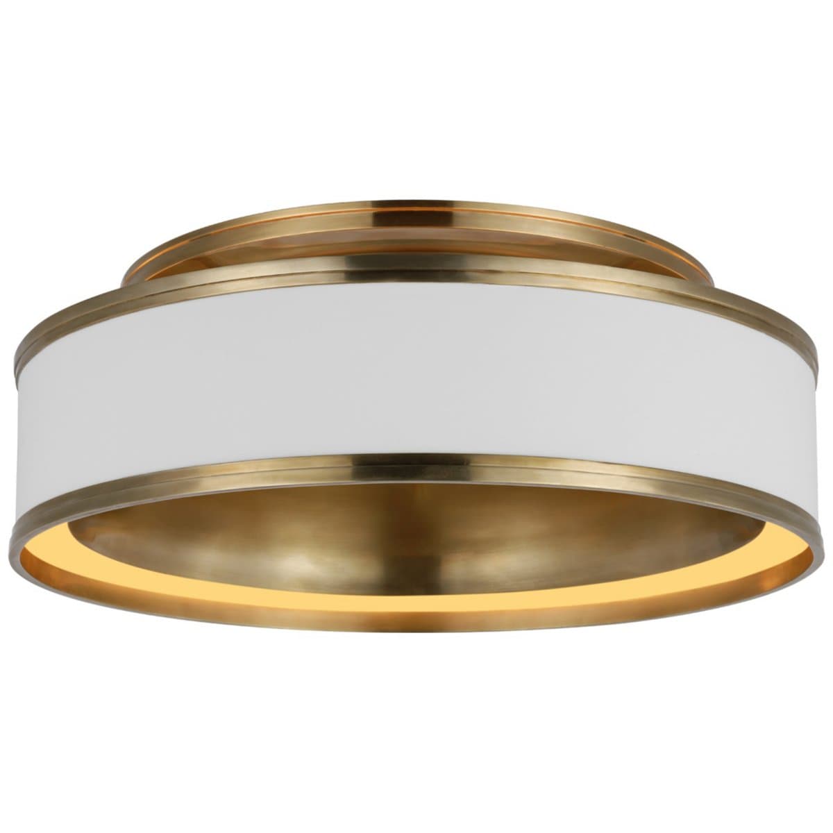 Visual Comfort Signature | Connery LED Flushmount — Matte White with Antique-Burnished Brass, 18 Inch