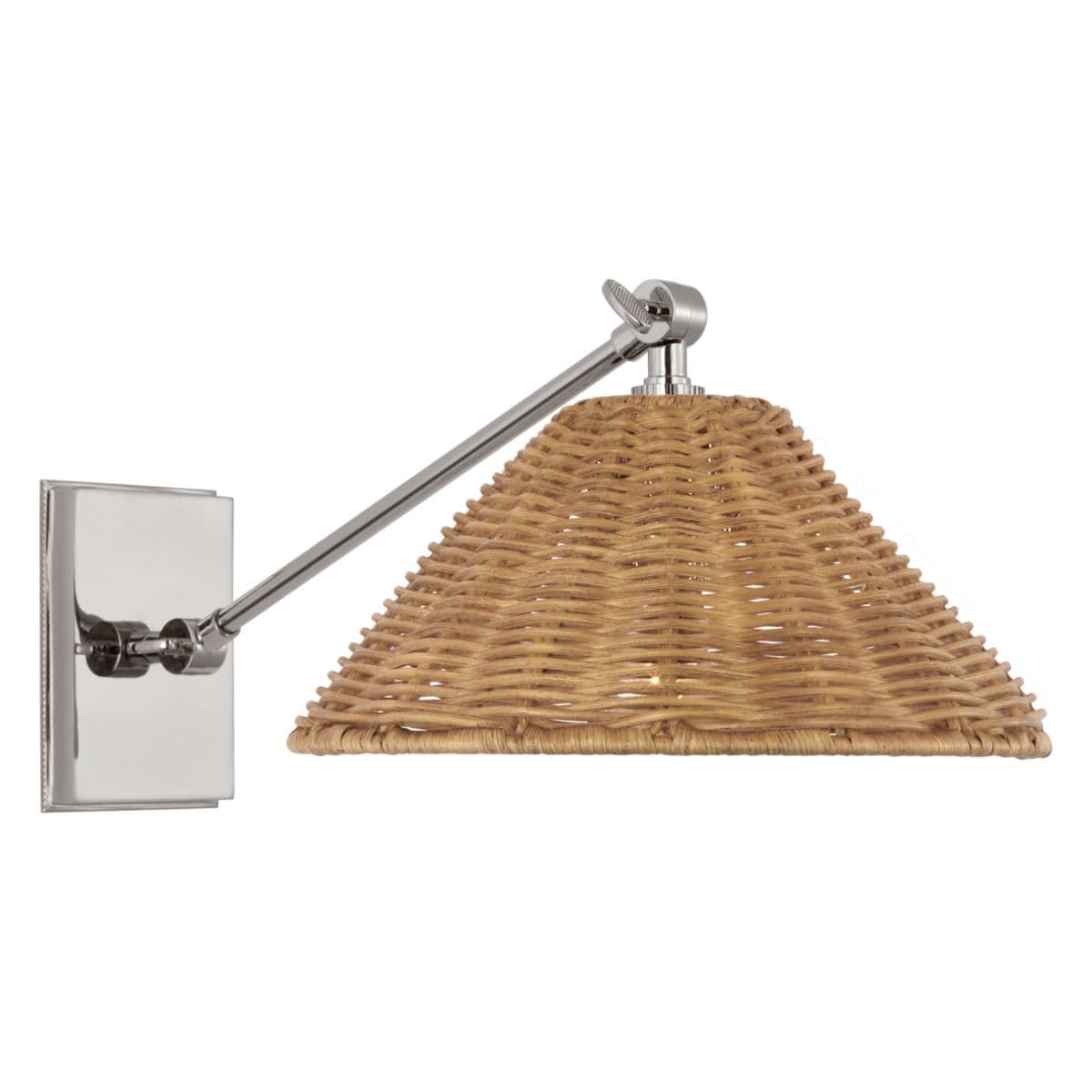 Visual Comfort Signature | Wimberley Wall Sconce — Polished Nickel with Natural Wicker Shade