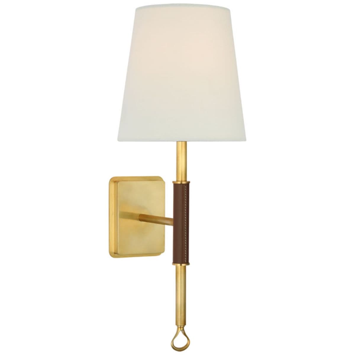 Visual Comfort Signature | Griffin Wall Sconce — Hand-Rubbed Antique Brass and Saddle Leather, Medium
