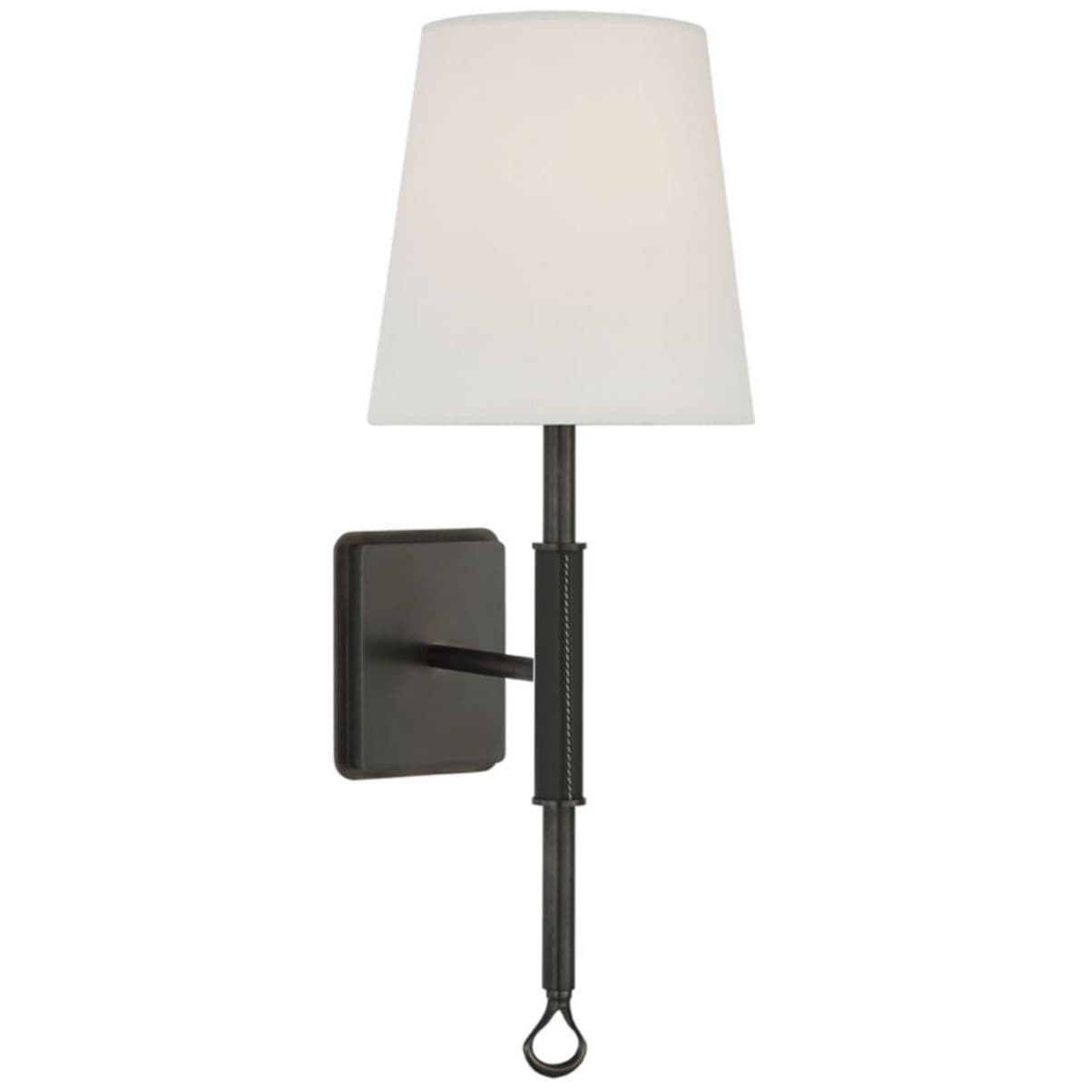 Visual Comfort Signature | Griffin Wall Sconce — Bronze and Chocolate Leather, Medium