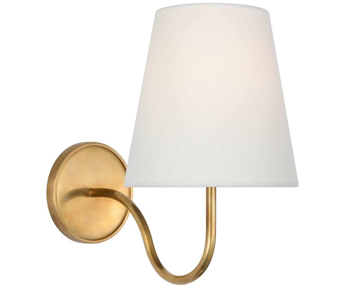 Visual Comfort Signature | Lyndsie Wall Sconce — Hand-Rubbed Antique Brass, Linen