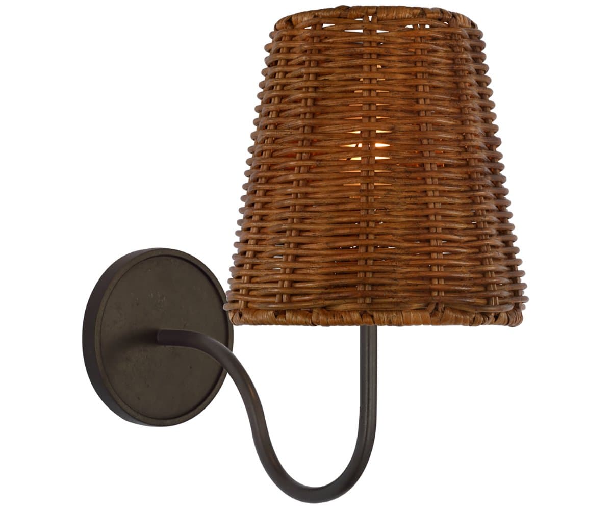 Visual Comfort Signature | Lyndsie Wall Sconce — Hand-Rubbed Antique Brass, Linen - alternate view