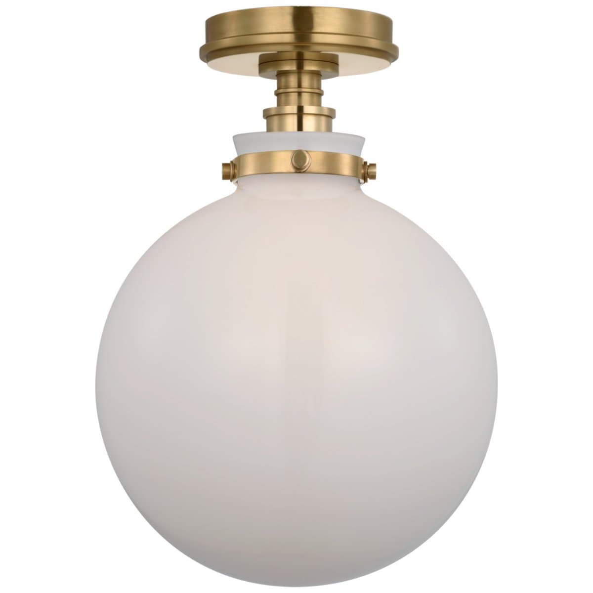 Visual Comfort Signature | Parkington Flushmount — Antique-Burnished Brass with White Glass