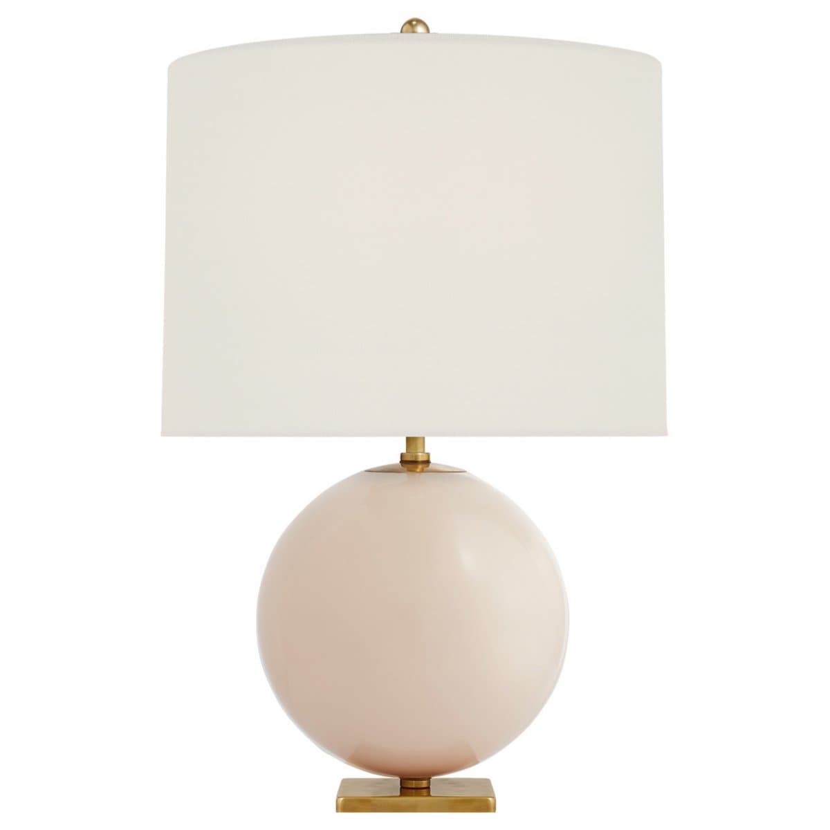 Visual Comfort Signature | Elsie Rechargeable LED Table Lamp — Blush and Brass with White Linen Shade