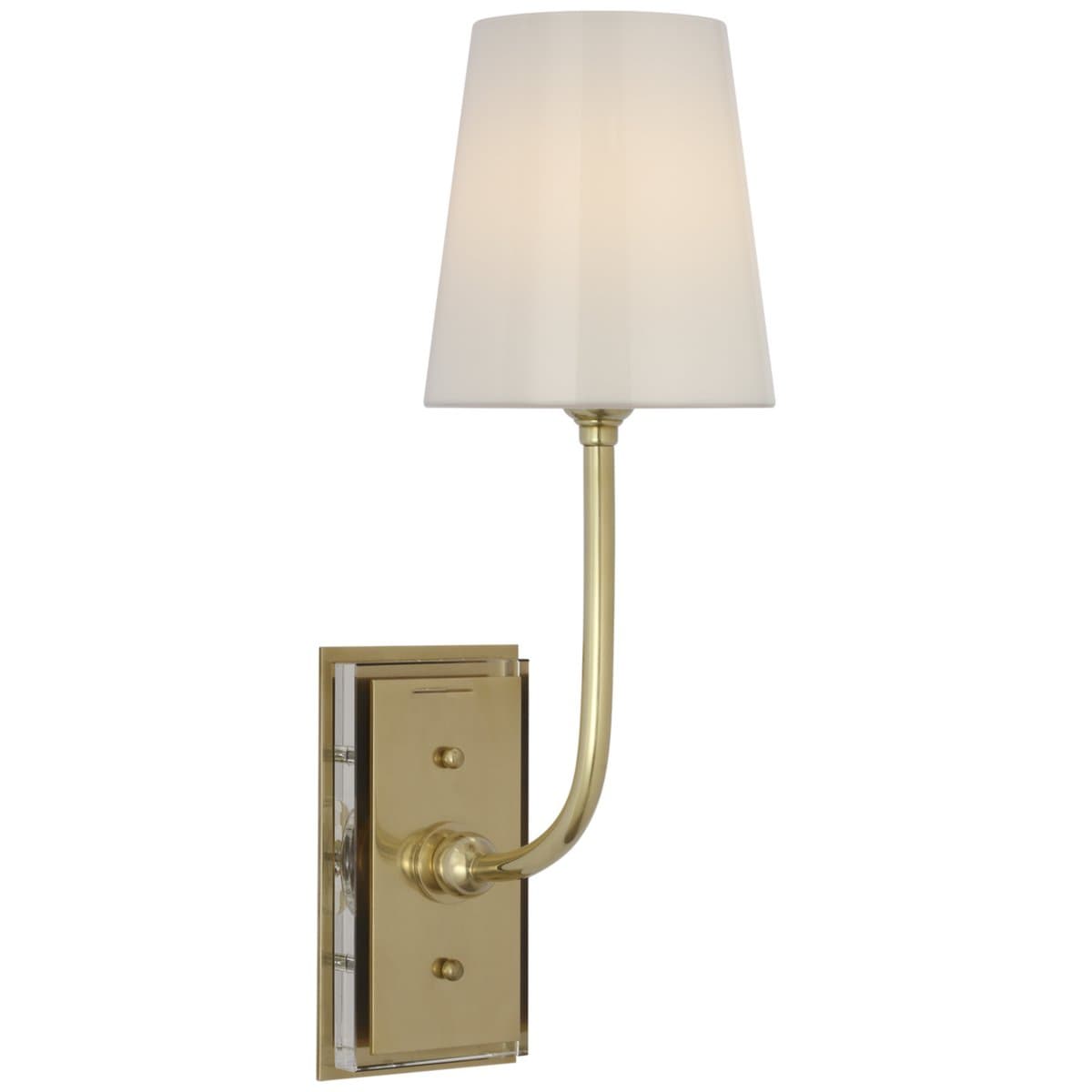 Visual Comfort Signature | Hulton Cordless Wall Sconce — White Glass, Hand Rubbed Antique Brass