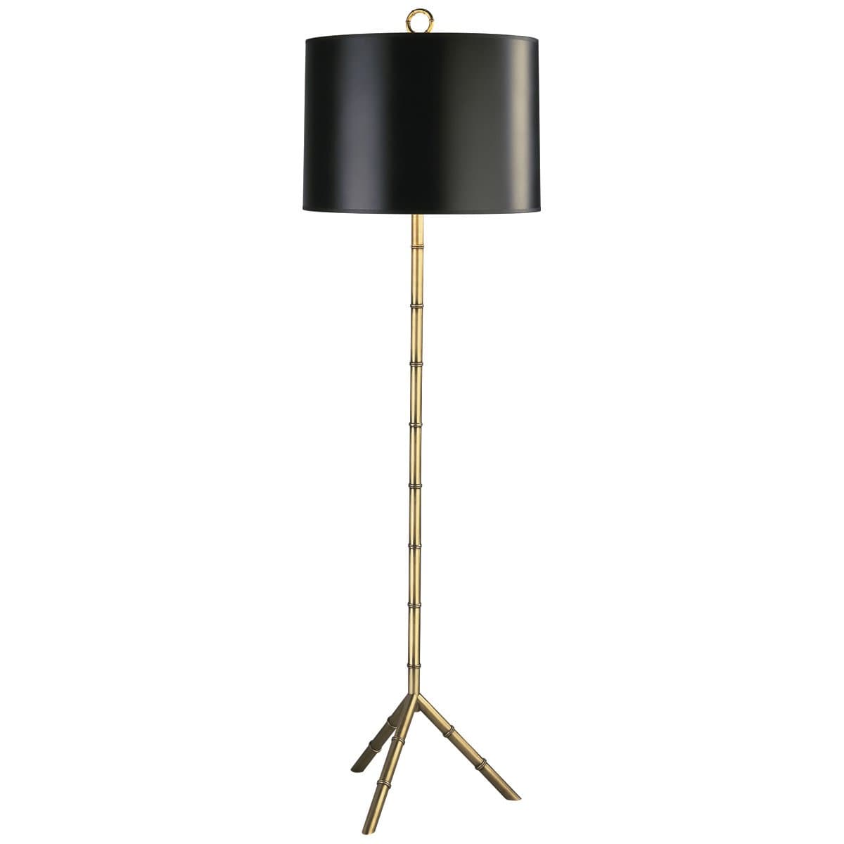 Jonathan Adler | Meurice 764 Floor Lamp — Black Parchment with Gold Tortoise Lining, Modern Brass