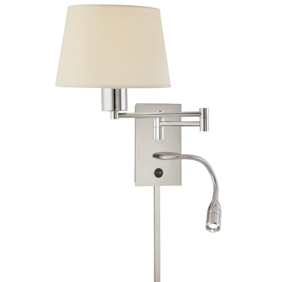 George Kovacs P478 Swing Arm Wall Lamp W Led Reading Light by George Kovac — Chrome, White Fabric
