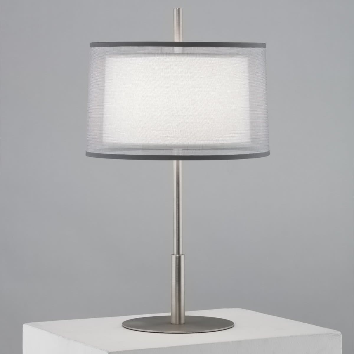 Robert Abbey | Saturnia Accent Lamp — Ascot White, Stainless Steel with Silver Transparent