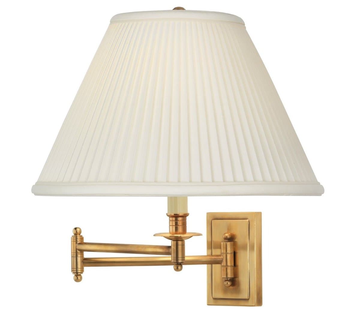 Robert Abbey | Kinetic Brass Wall Sconce — Antique Brass with Natural Side Pleat Fabric