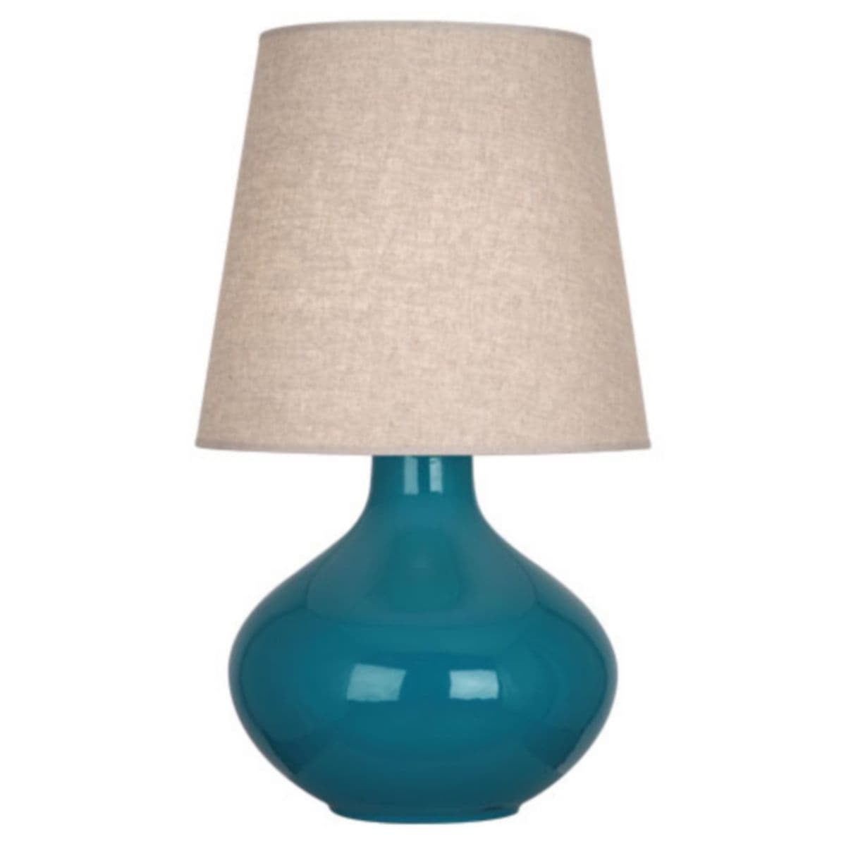 Robert Abbey June Table Lamp — Buff Linen, Peacock