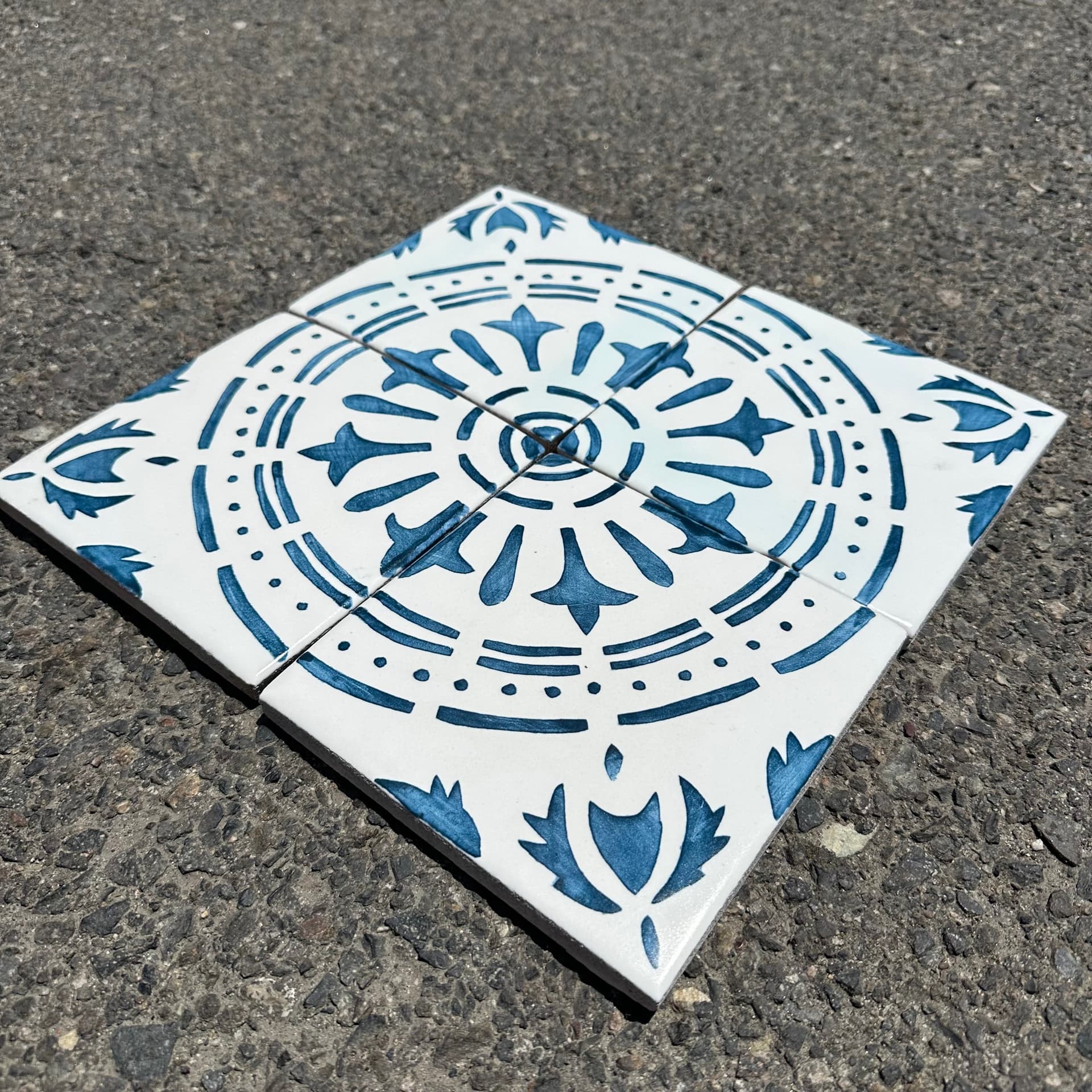 Tabarka Studio | Loggia 14 6x6 Tile, Royal Blue on White - alternate view