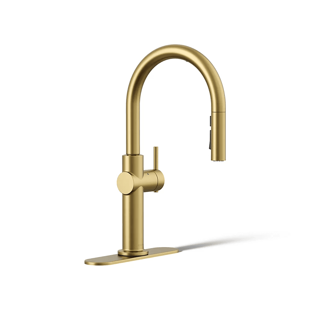 Kohler Crue Touchless Pulldown Kitchen Faucet in Vibrant Brushed Moderne Brass