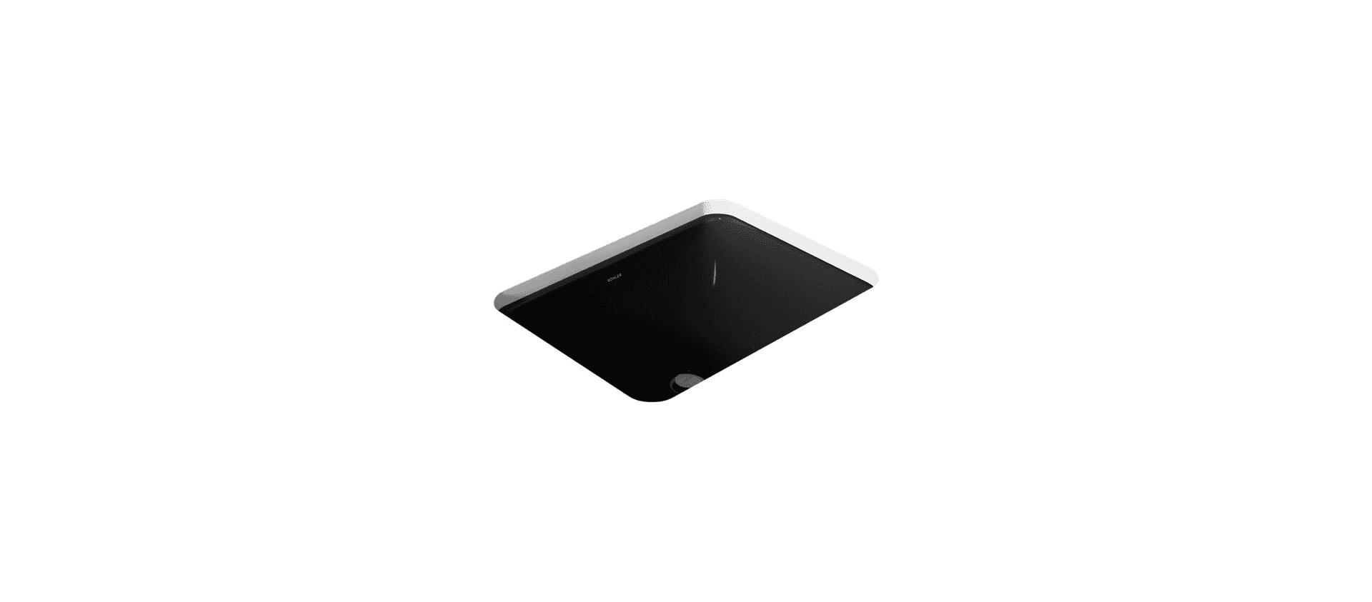 Kohler Caxton Rectangle 20-1/4" undermount bathroom sink in black vitreous china with overflow