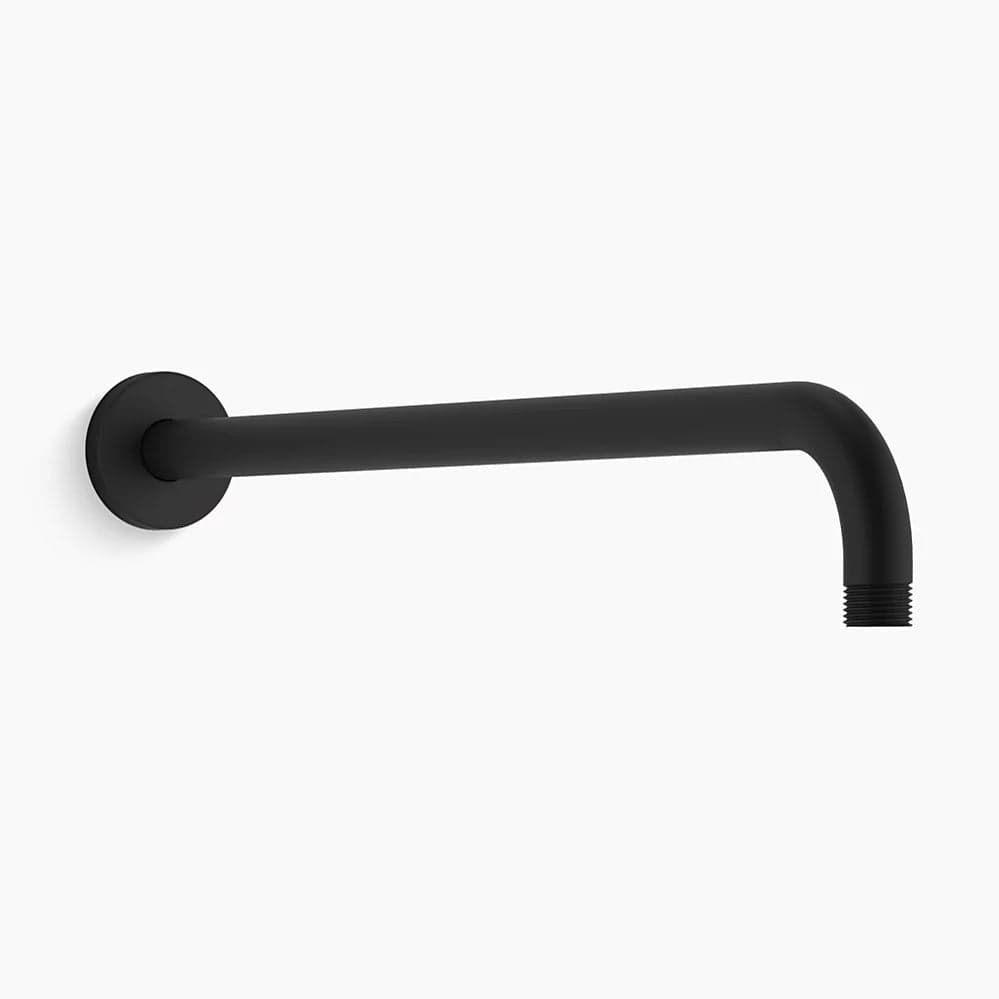 Kohler Statement 19" wall-mount rainhead arm and flange in matte black