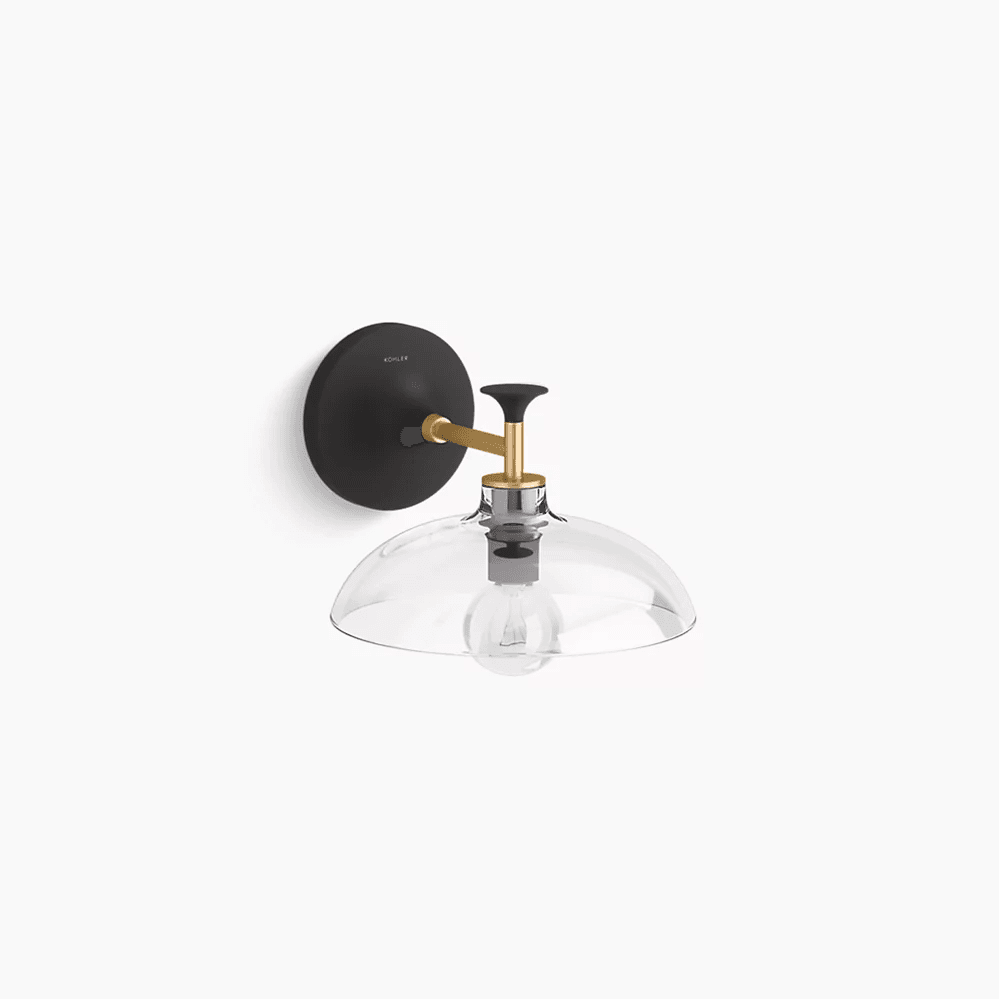 Kohler | Tone 1 Light Sconce in Black with Brass Trim