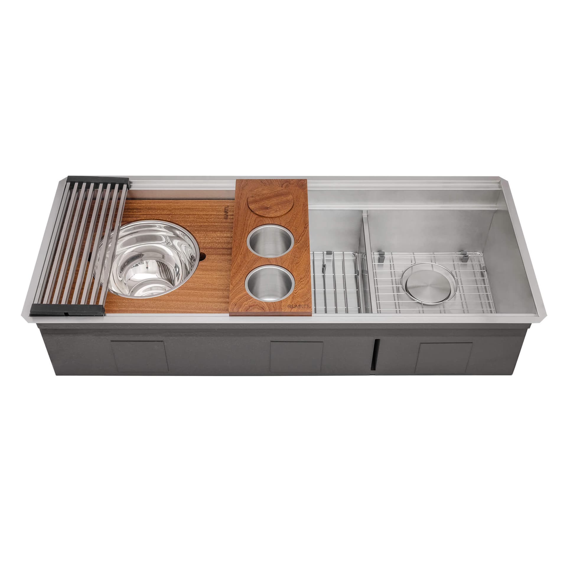 Ruvati Dual-Tier 45" Undermount Double Bowl 16 Gauge Stainless Steel Workstation Kitchen Sink