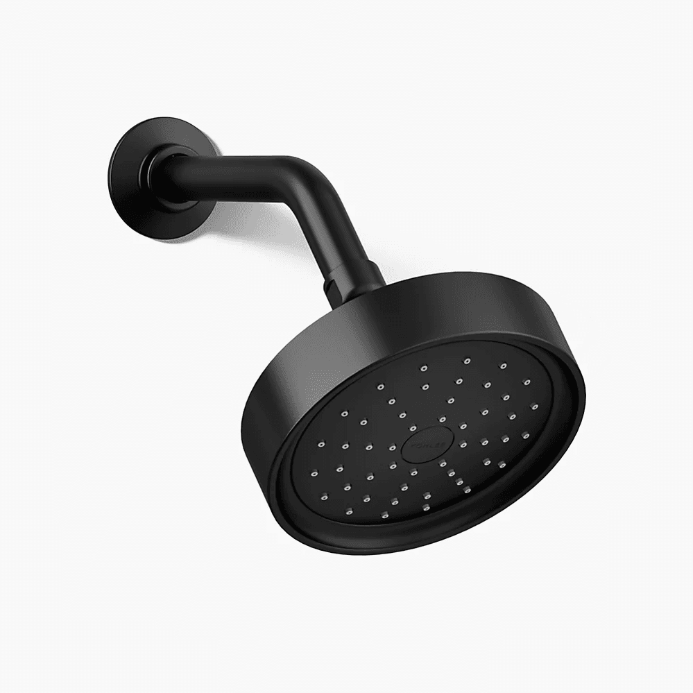 Kohler Purist Showerhead in matte black brass, 5-1/2" diameter