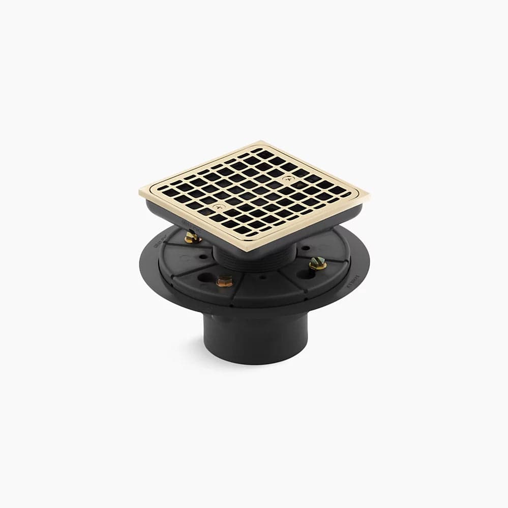 Kohler ClearFlo Square Design Tile-In Shower Drain 6.5" Vibrant French Gold