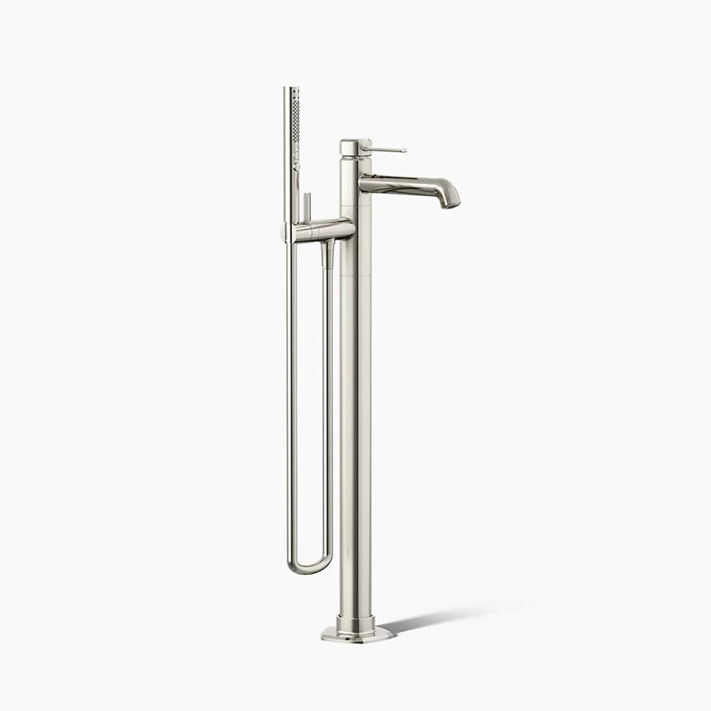 Kohler Occasion Floor-Mount Bath Filler Trim with Handshower in Vibrant Polished Nickel