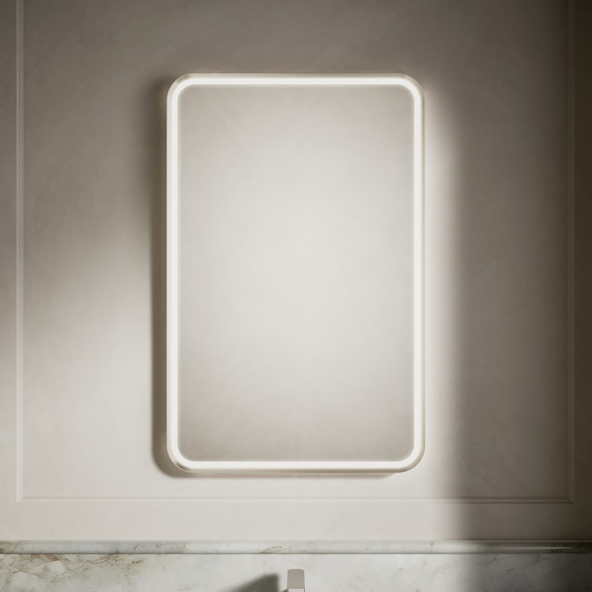 Kohler | Essential Ultrabright 22" x 34" Lighted Framed Mirror – Brushed Nickel - alternate view