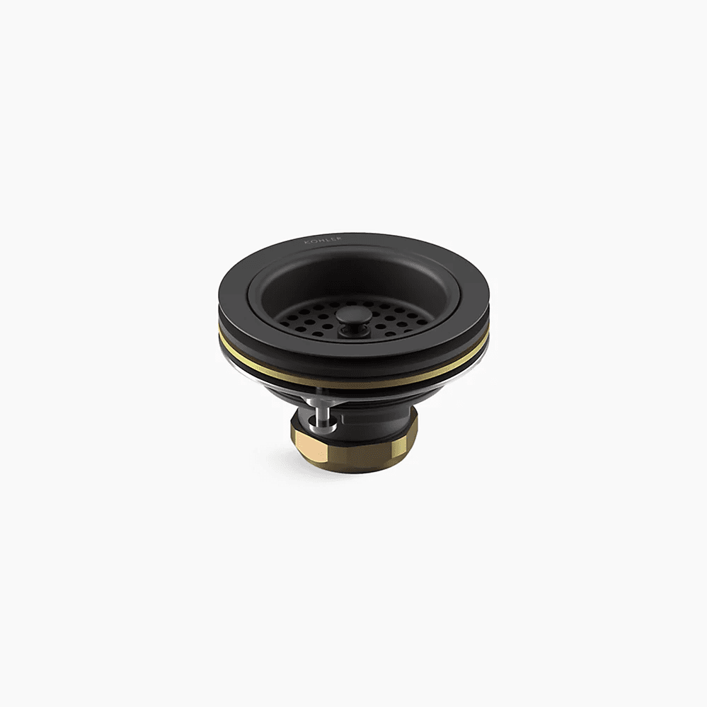 Kohler Duostrainer Sink Strainer in Matte Black, solid-brass construction, 4-1/2" diameter