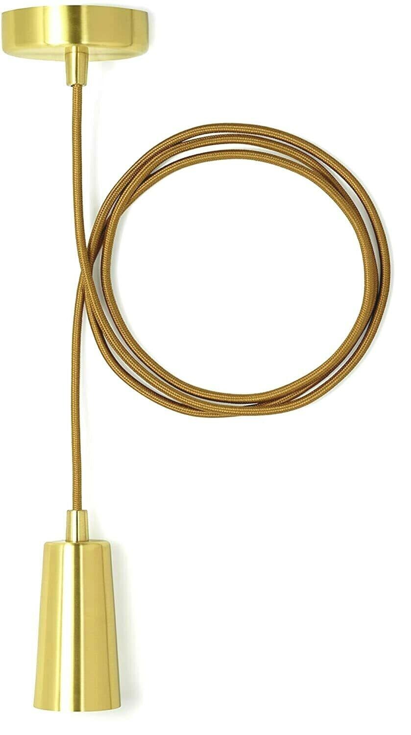 Plumen Drop Cap Pendant Set Gold with fabric cable and metal ceiling rose