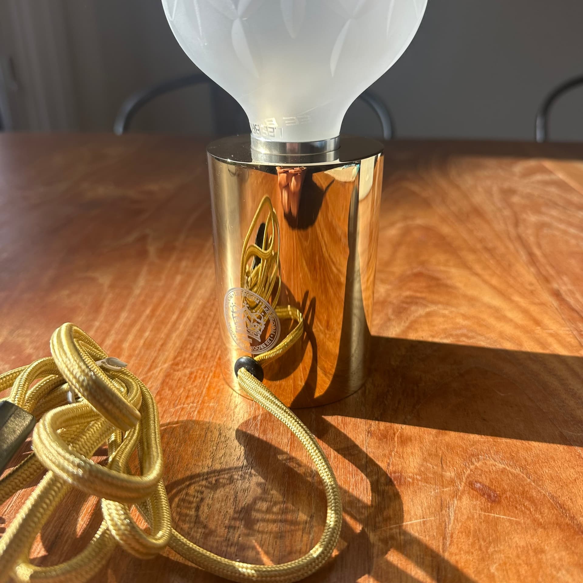 Lee Broom | Crystal Bulb & Table Lamp in Polished Brass & Frosted Bulb - alternate view