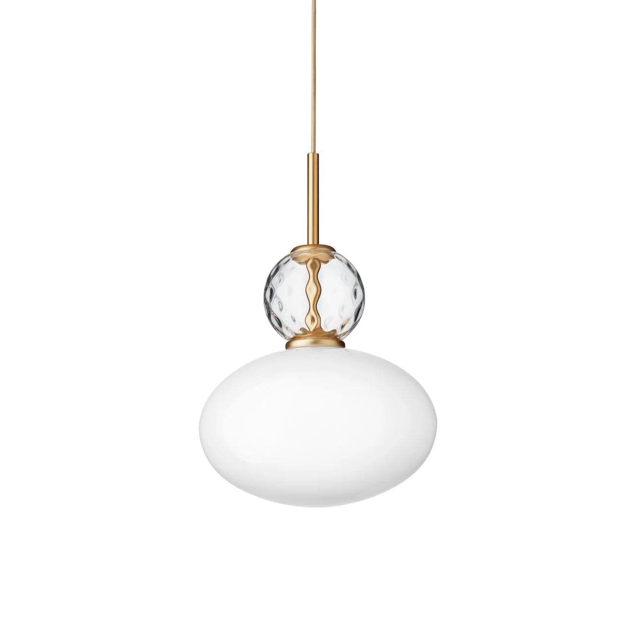 Nuura Rizzatto 32 pendant light with satin brass and gold finish, mouth-blown glass
