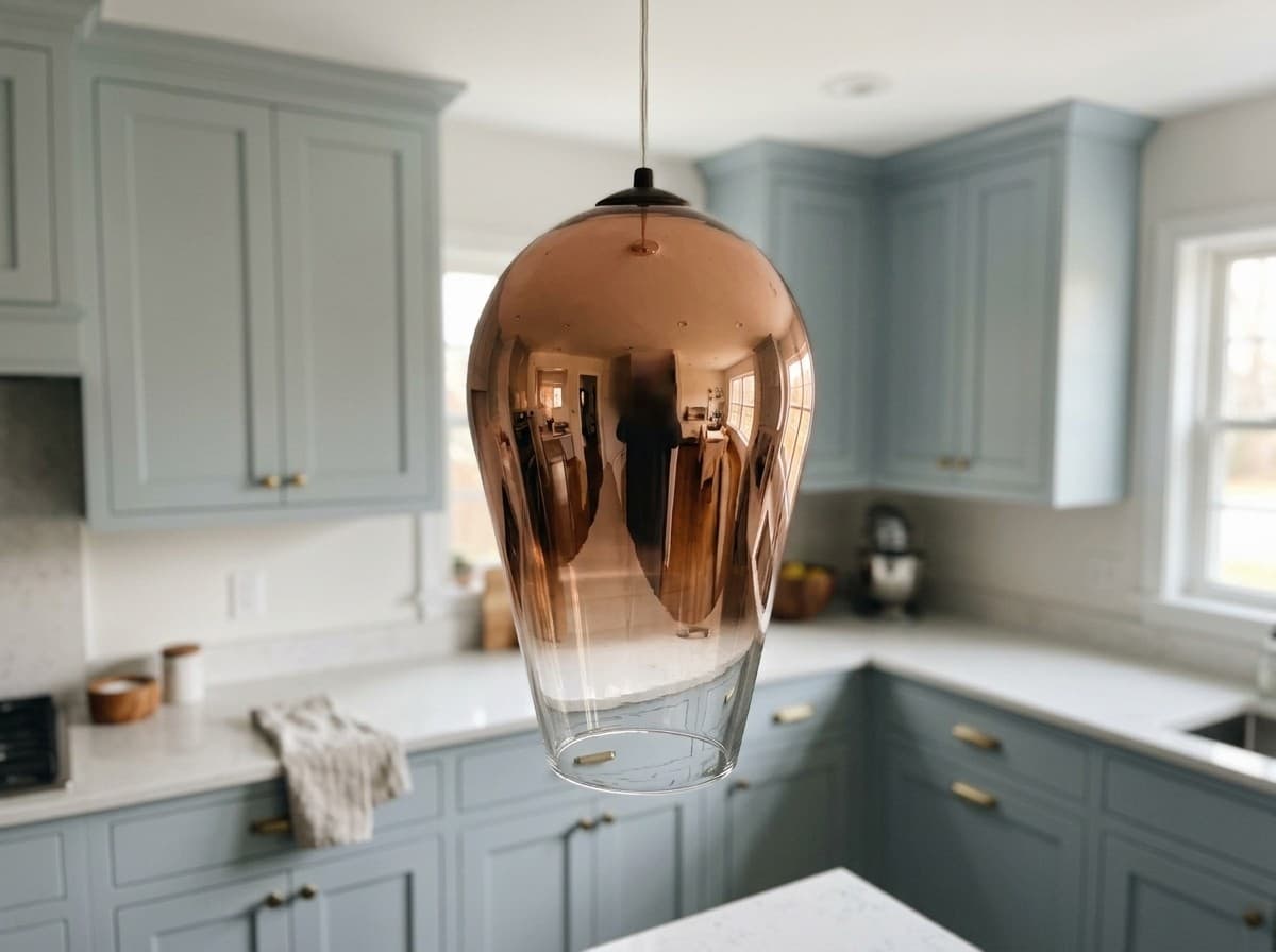 Tom Dixon Fade pendant in copper, shown installed (AI-generated image)
