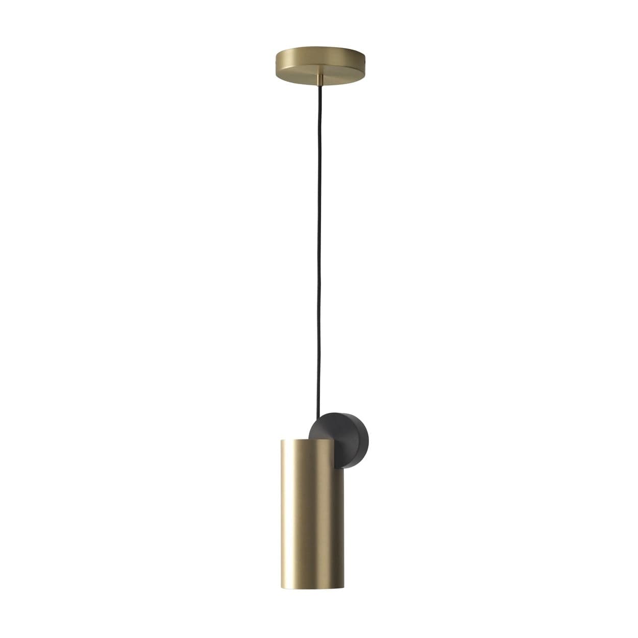 CVL Calé(e) Pendant Version 3, brass cylinder with asymmetrical disc, matte or polished finish