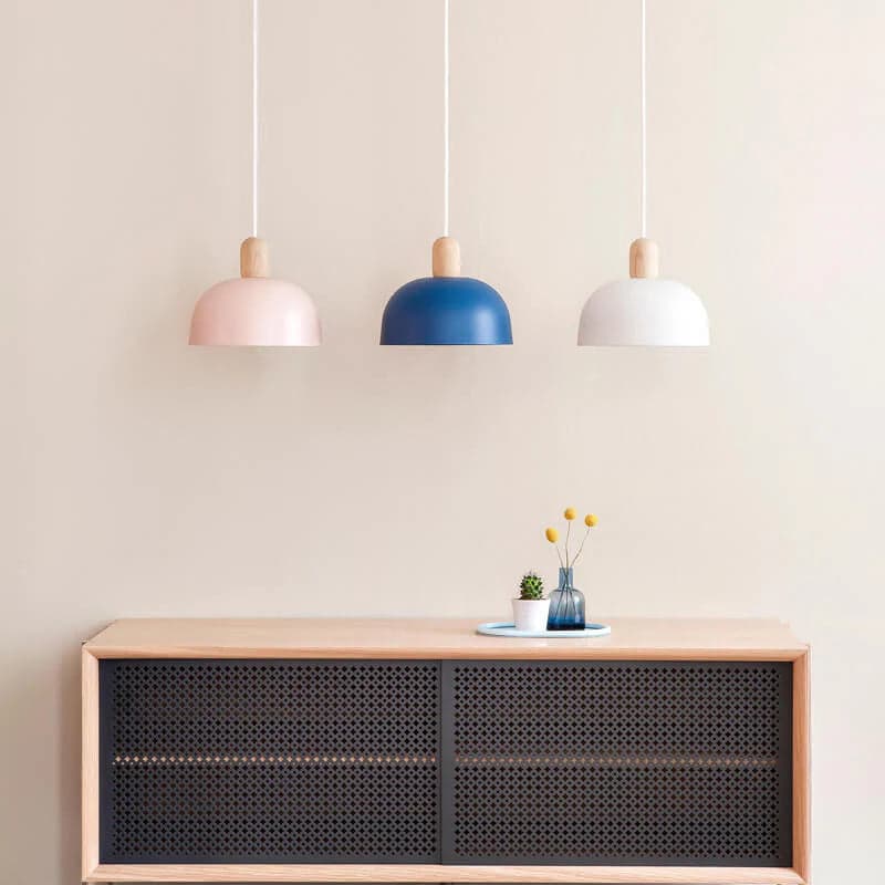 Harto Paris Nina Suspension Pendant Lamp with lacquered metal shade and oak socket cover