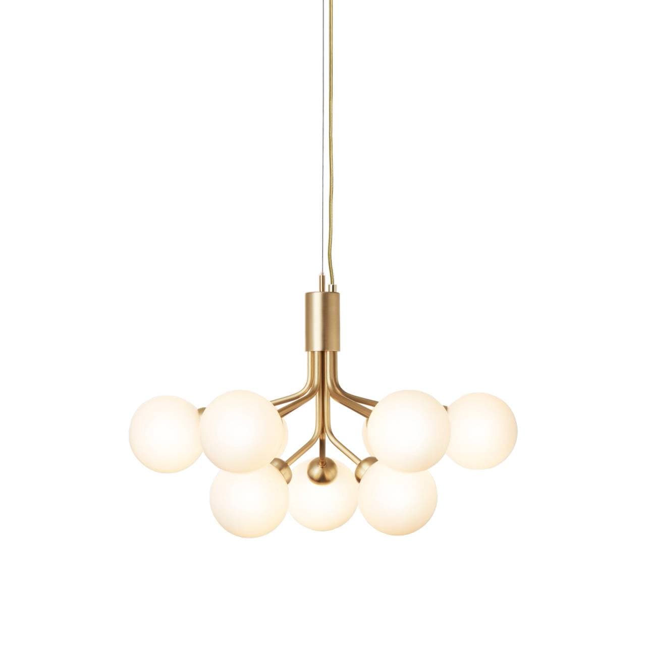 Nuura | Apiales 9 Chandelier Brushed Brass, Opal White + Gold - alternate view