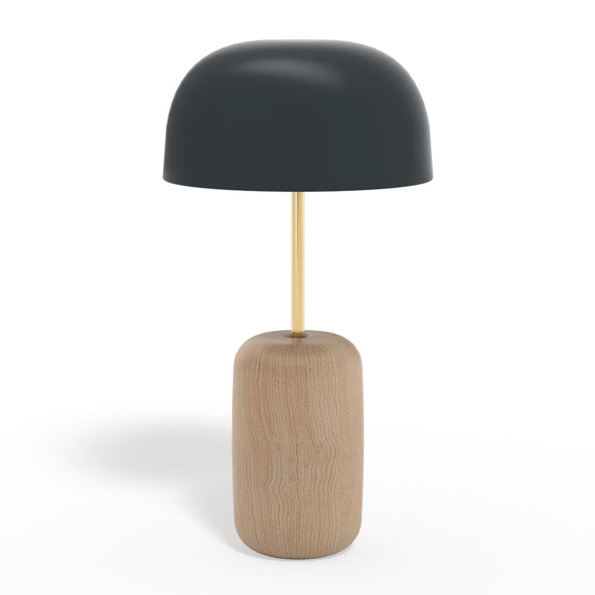 Harto Design Nina Table Lamp in Slate Grey with oak base, brass stem, and lacquered metal shade