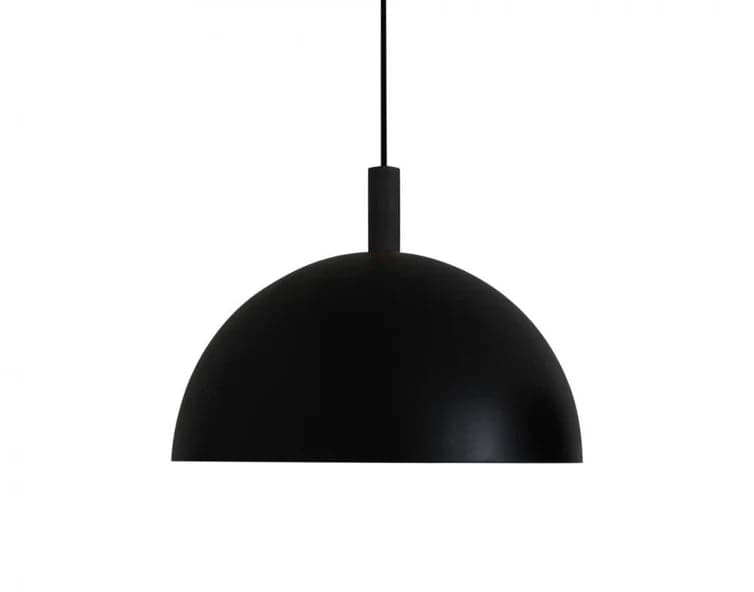 Handvärk Studio Pendant in black powder-coated steel with adjustable cord, multiple diameter options
