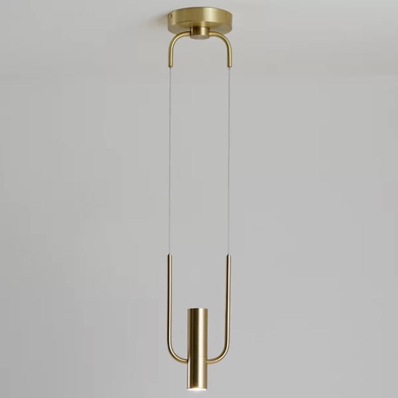 CVL Storm Pendant Light in Satin Brass with ship's lantern-shaped shade