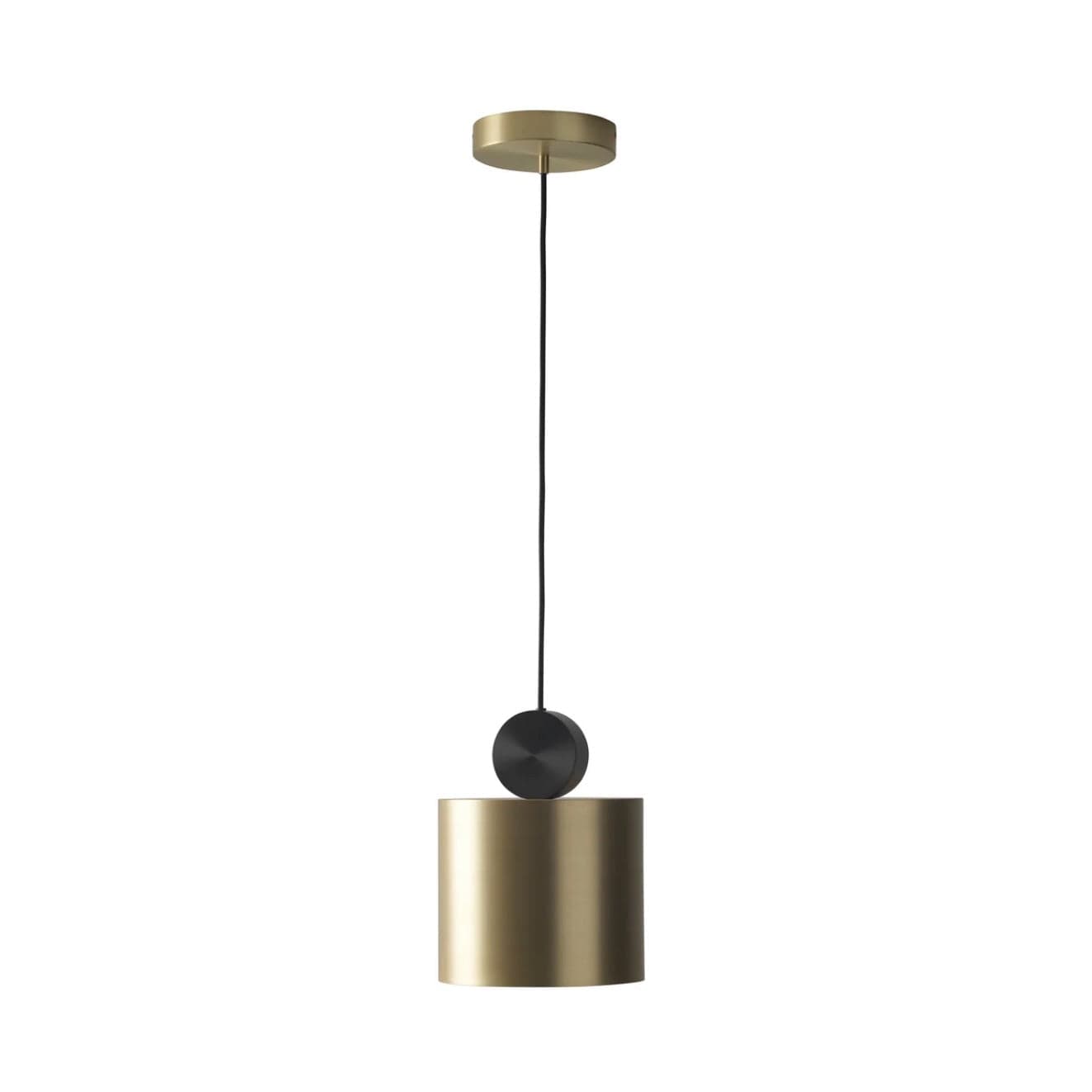 CVL Calé(e) Pendant Version 2, brass cylindrical shade with disc canopy