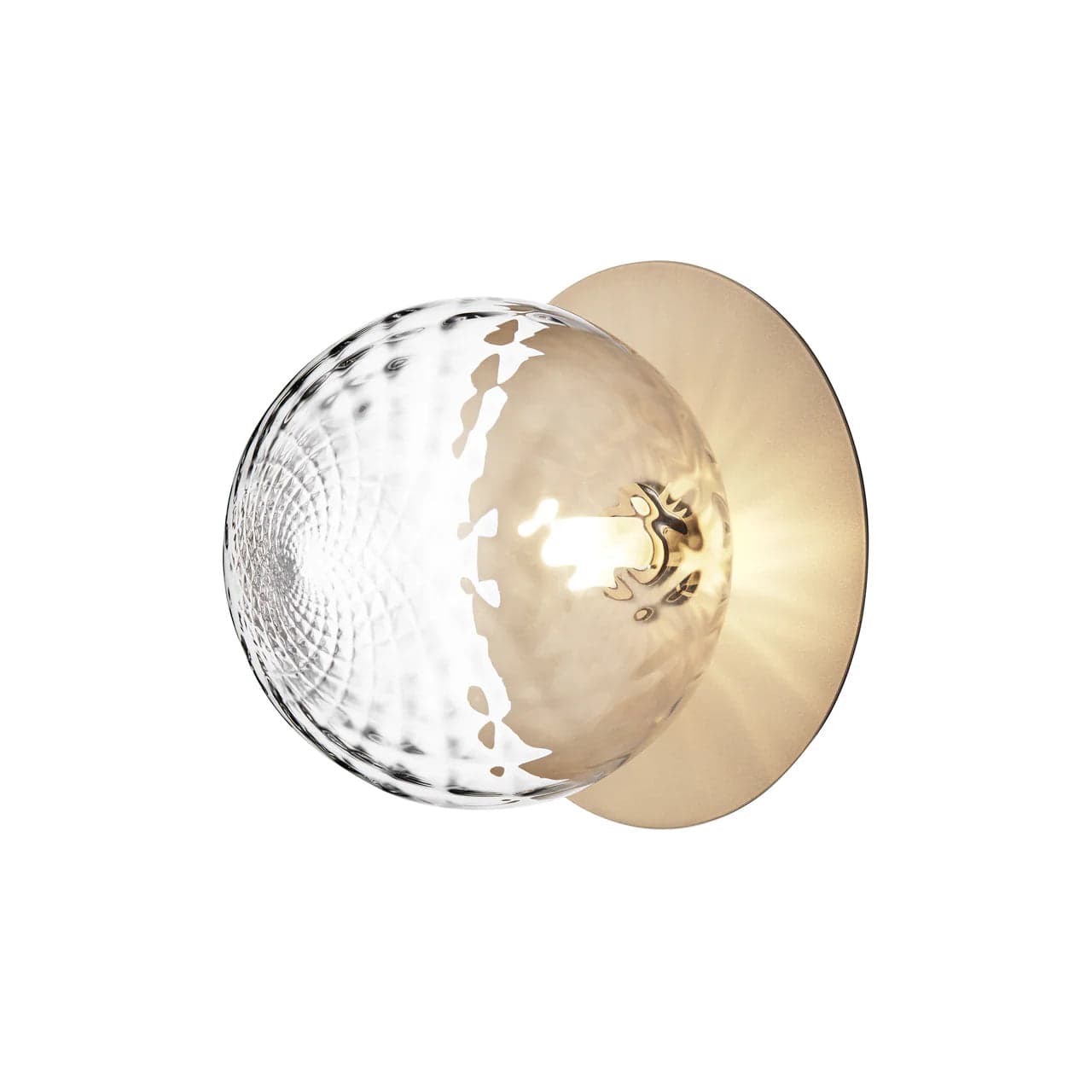 Nuura Liila 1 Wall + Ceiling Lamp, Large in Nordic Gold with Optic Clear glass globe