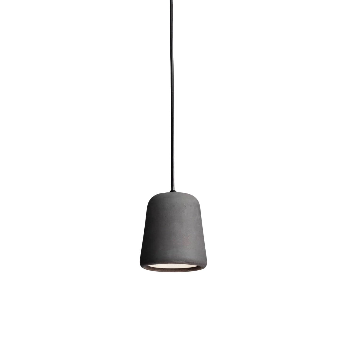 New Works Material Pendant in dark grey concrete with black cord