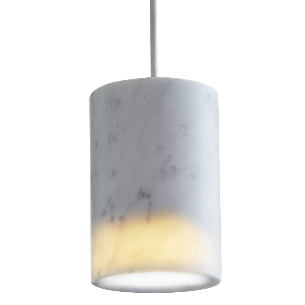 Terence Woodgate | Solid Cylinder Pendant - White Carrara Marble - alternate view