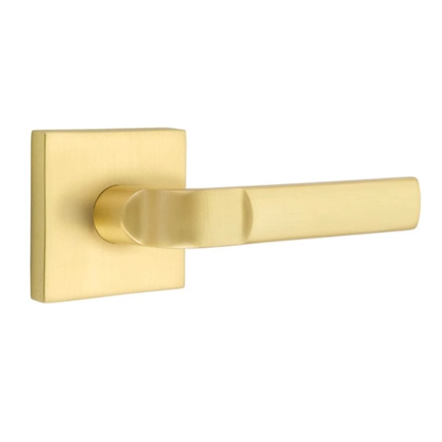 Emtek Dummy Aston Levers with Square Rose in Satin Brass