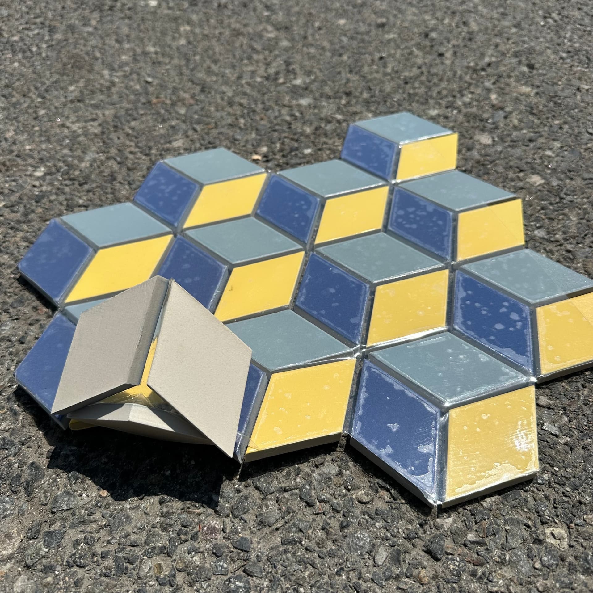 Heath Ceramics | Little Diamond | Stone Gold / Blue Fog / Bay Blue - alternate view