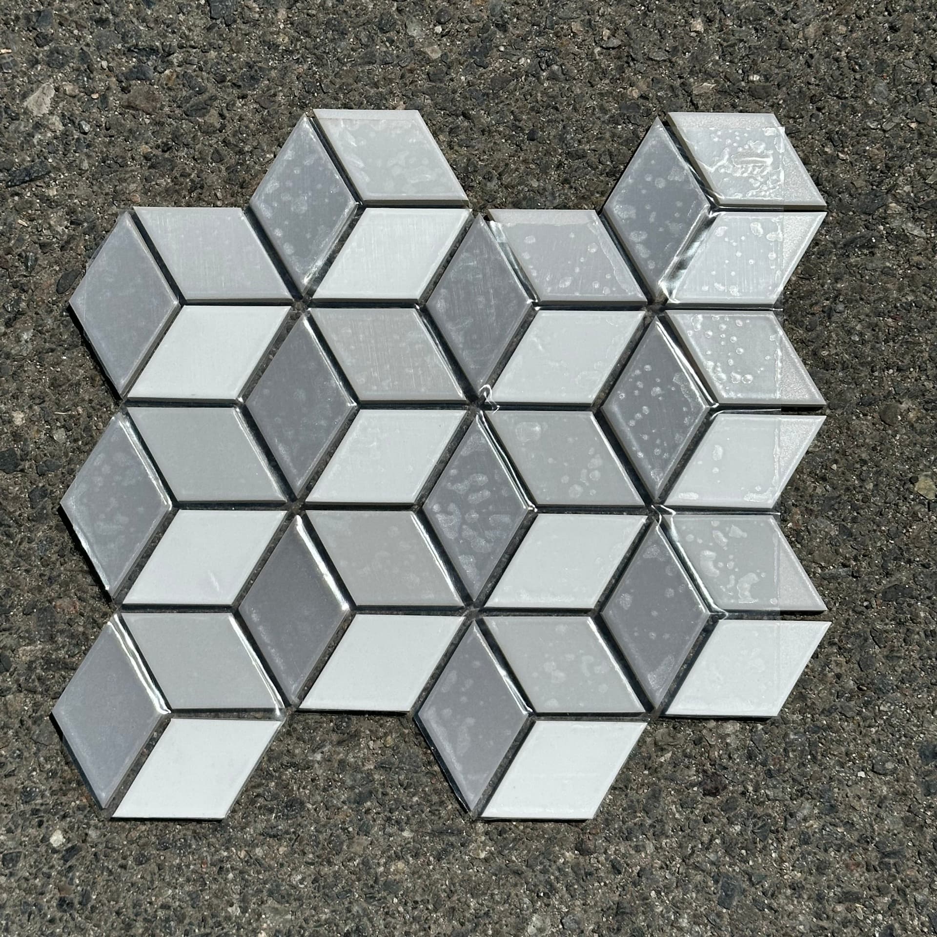Heath Ceramics | Little Diamond in Chalk, Storm and Cloud Grey