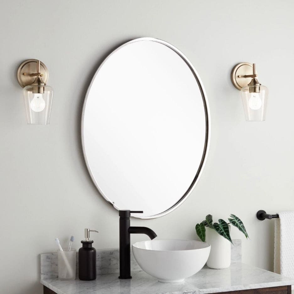 Signature Hardware | Amyr 24" W x 31" H Modern Oval Framed Bathroom Wall Mirror