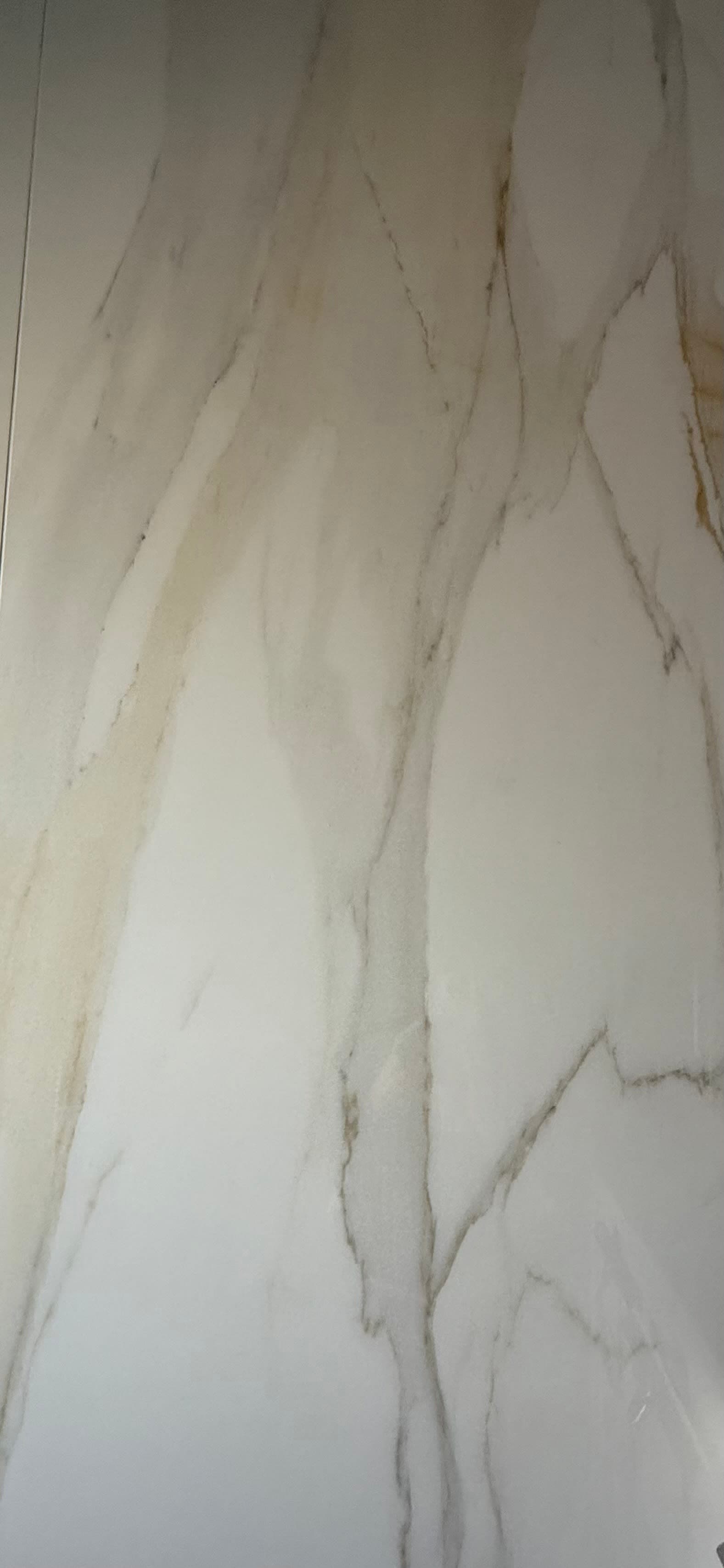Italian Large Format Porcelain Tile, Classici Calcutta Gold, glossy white, 32"x72"