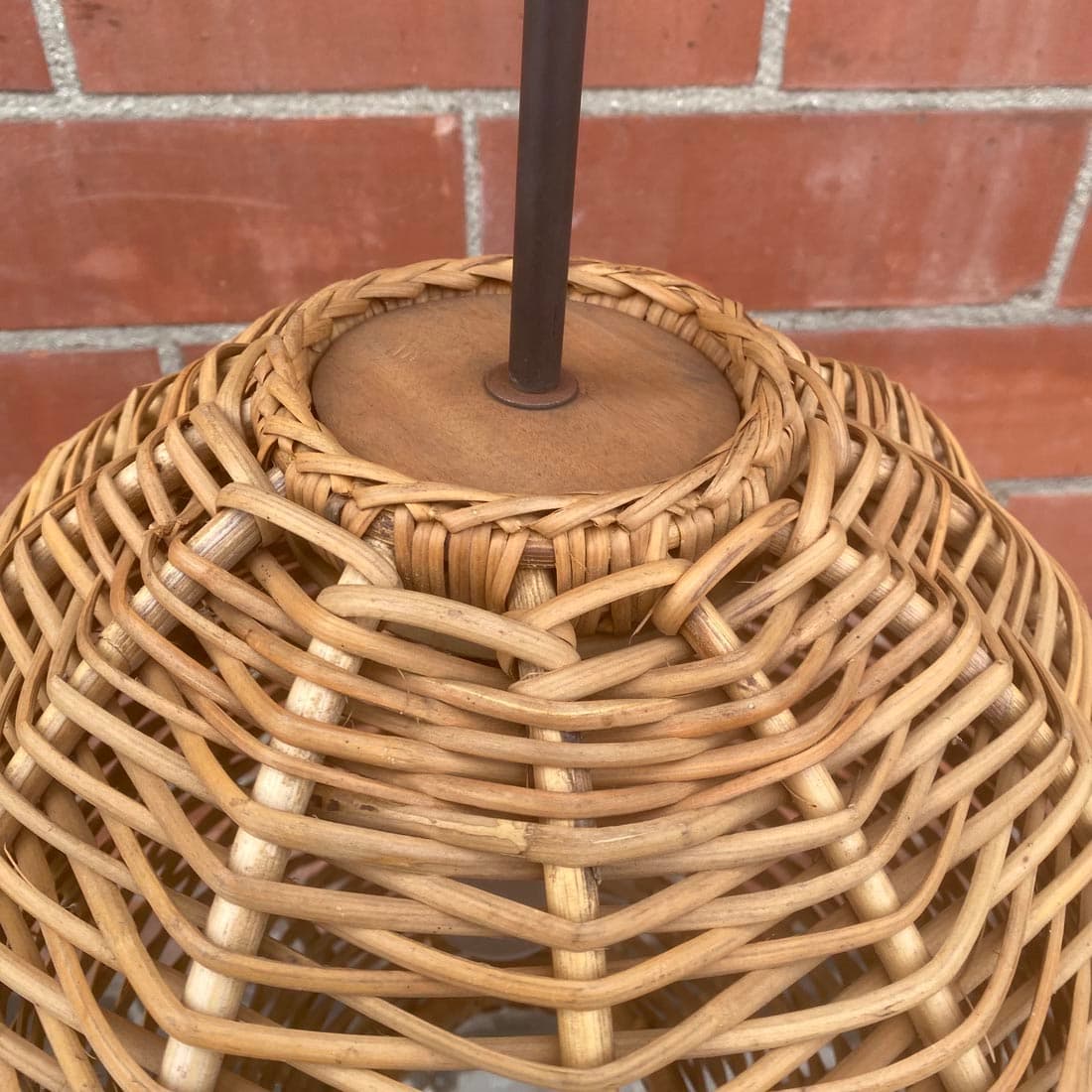 Pair of 17" Vintage Wicker Pendant Lights - alternate view