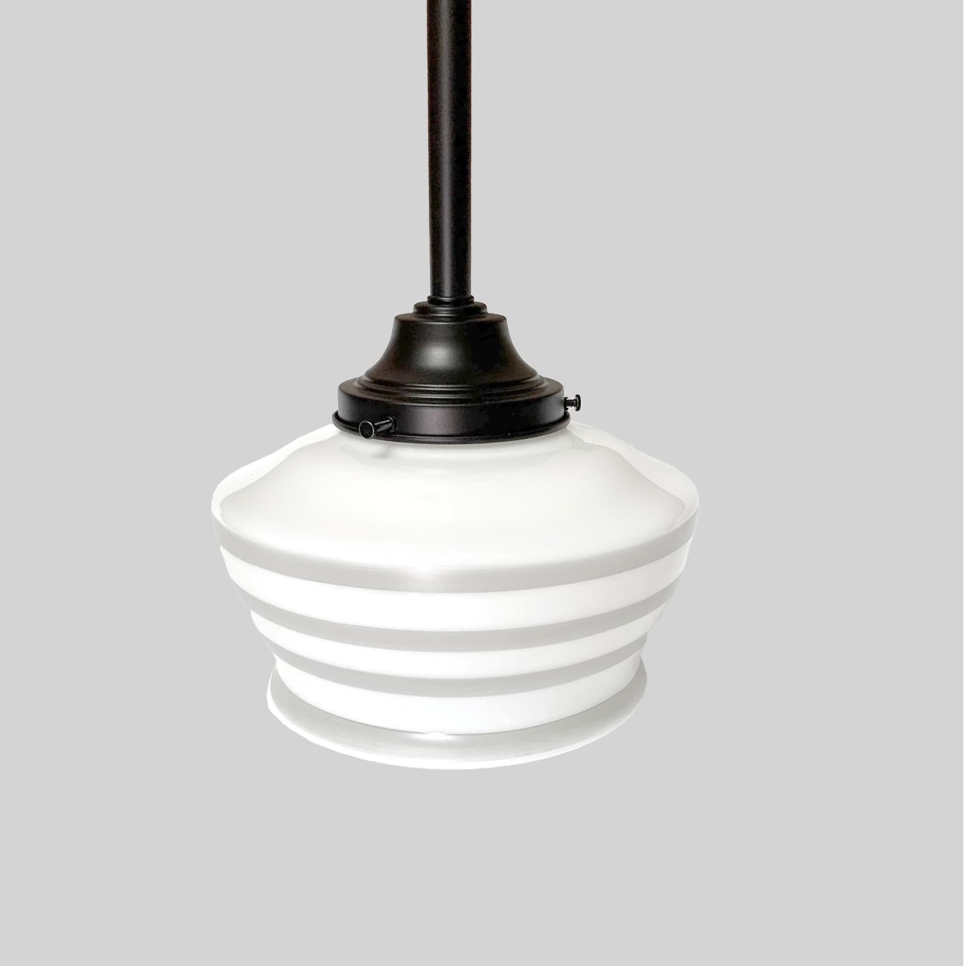 Schoolhouse Electric Union 4 Pendant in true black with ogee shade and gray bands