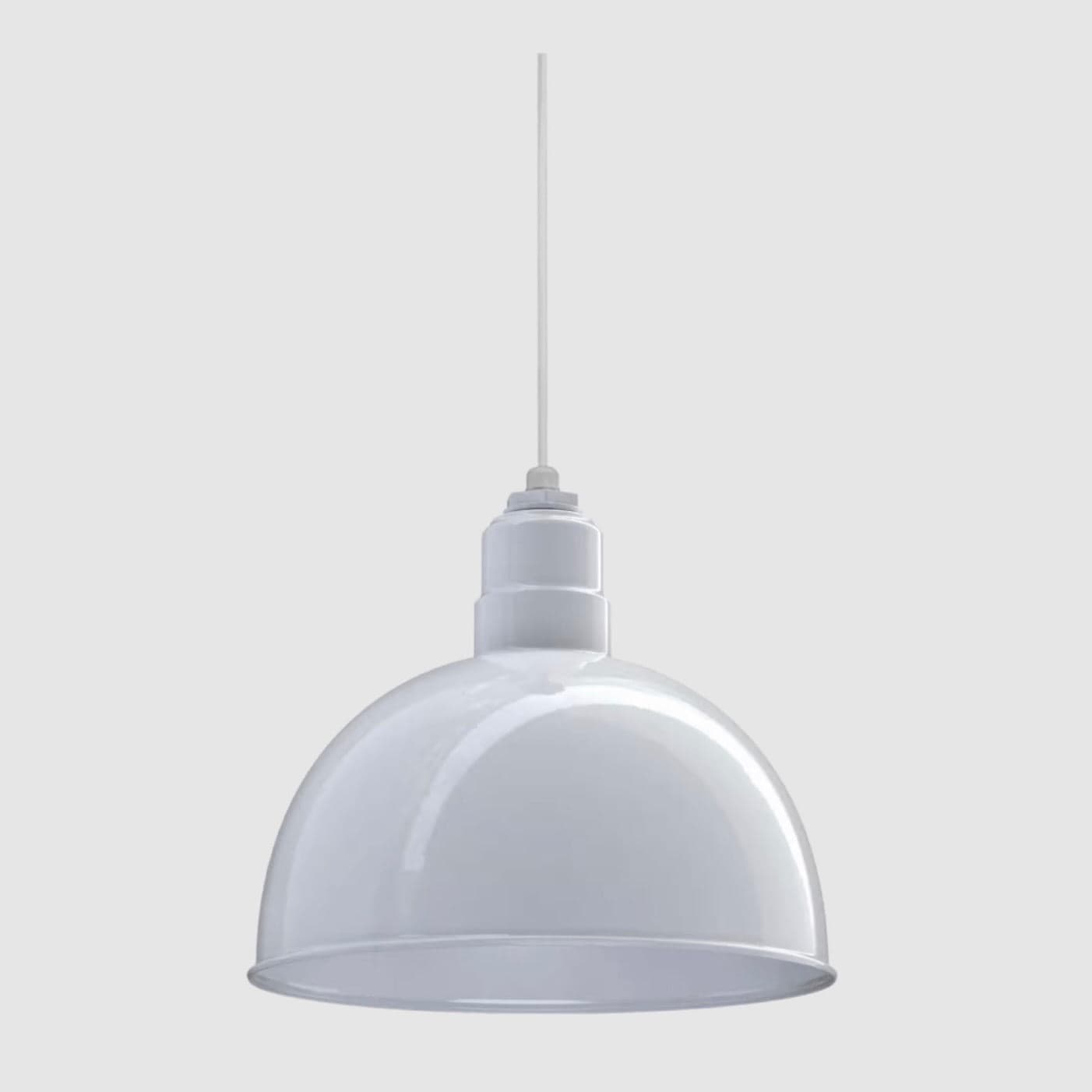 Steel Lighting Co. Rose Bowl Pendant Light in white, 15" diameter dome with white cord