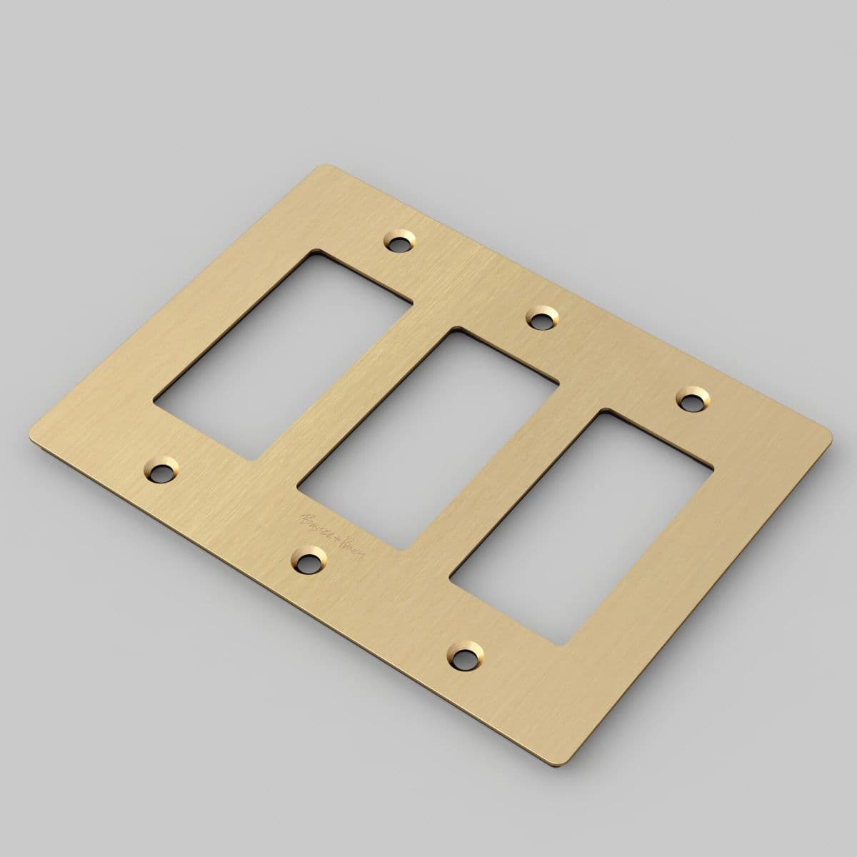Buster + Punch | Wall Plate — Brass, 3-Gang, with Logo