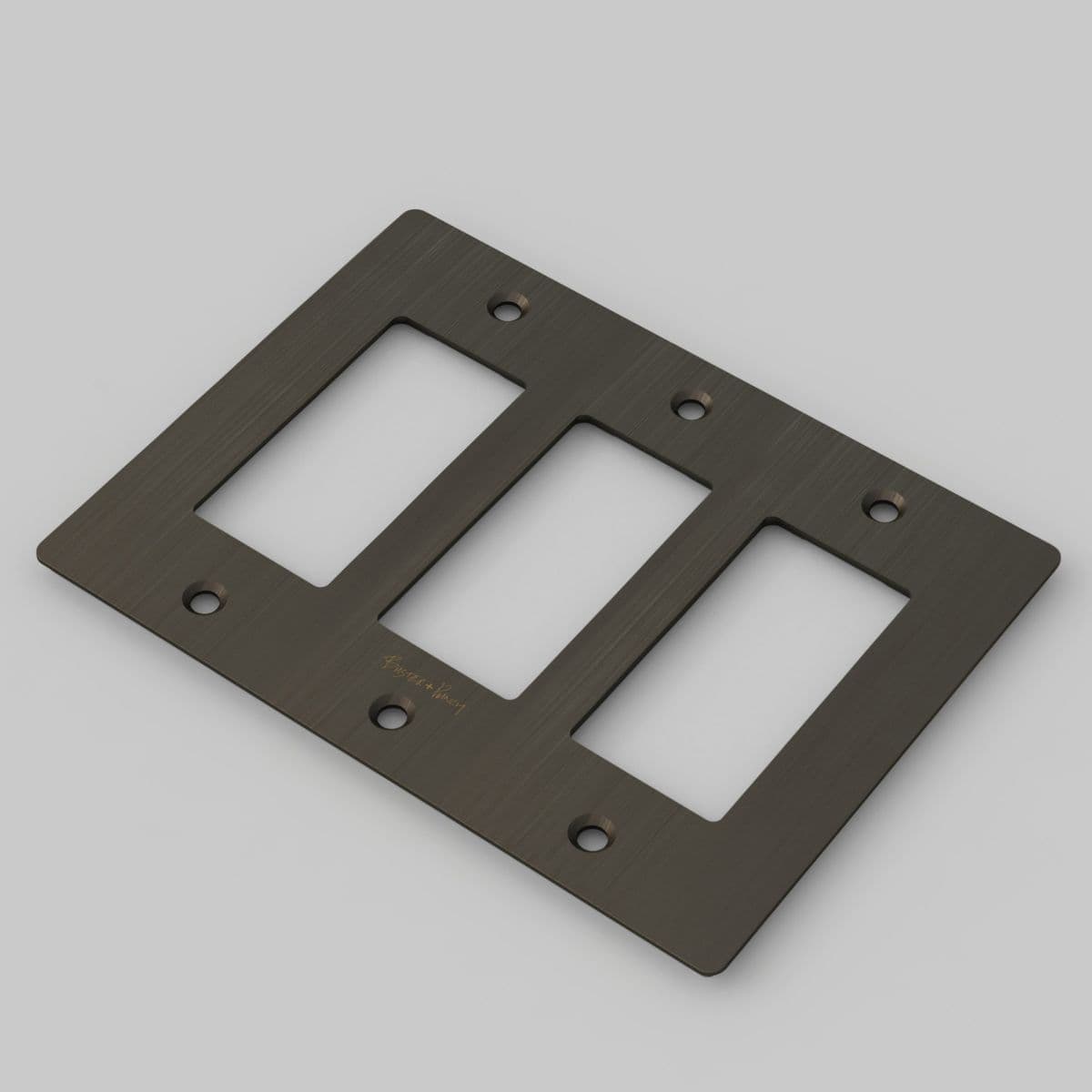 Buster + Punch | Wall Plate — Smoked Bronze, 3-Gang, with Logo